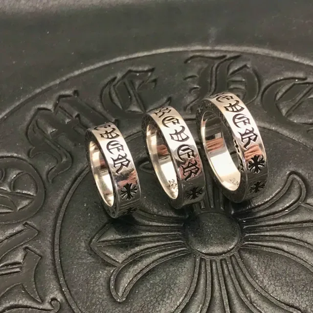 Chrome Hearts Forge Engraved Oxidized Silver Ring 5