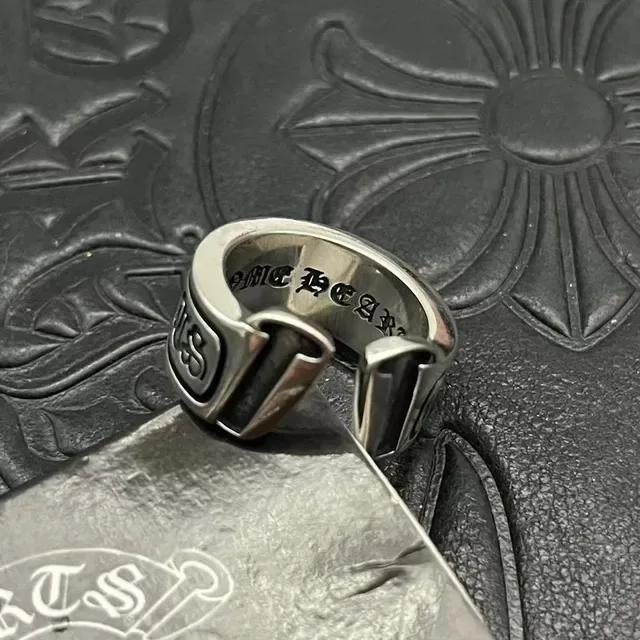 Chrome Hearts Gothic Lettering Black Inlay Adjustable Ring 6