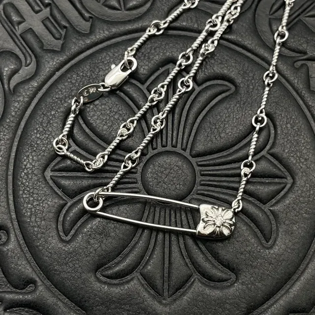 Chrome Hearts 安全别针花朵金银坠饰 扭绳链项链 5