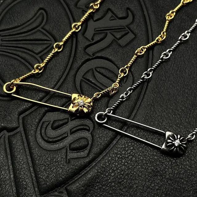 Chrome Hearts 安全别针花朵金银坠饰 扭绳链项链 8