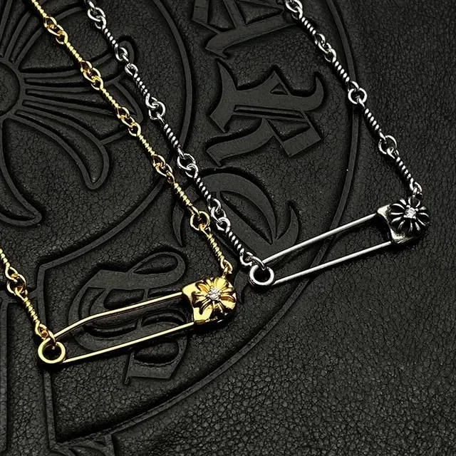 Chrome Hearts 安全别针花朵金银坠饰 扭绳链项链 9