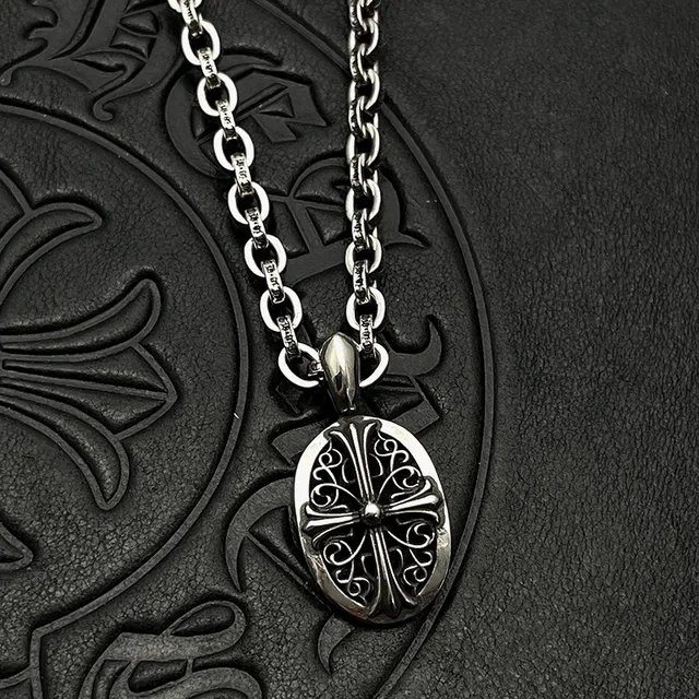 Chrome Hearts Silver Ornate Filigree Cross Motif Necklace 2