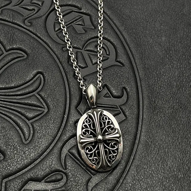Chrome Hearts Silver Ornate Filigree Cross Motif Necklace 4