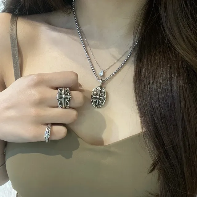 Chrome Hearts Silver Ornate Filigree Cross Motif Necklace 7