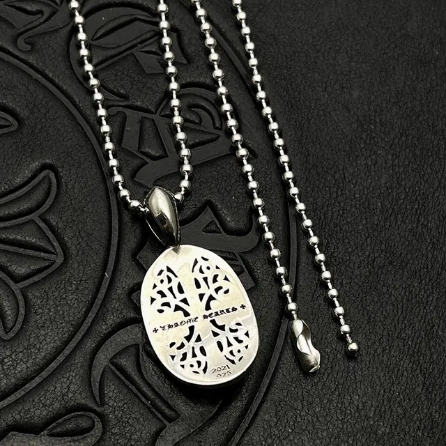 Chrome Hearts Silver Ornate Filigree Cross Motif Necklace 8
