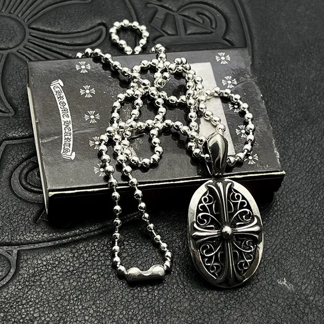 Chrome Hearts Silver Ornate Filigree Cross Motif Necklace 9