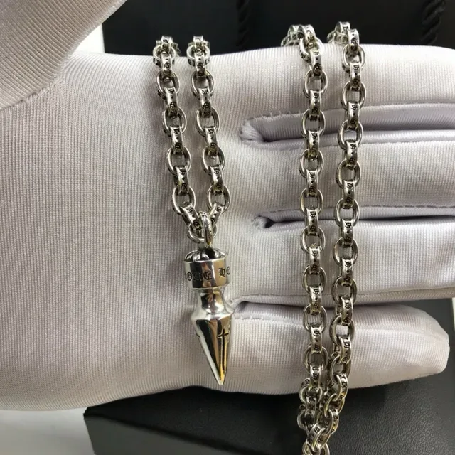 Chrome Hearts स्पाइक पेंडेंट नेकलेस सिल्वर टोन मेटल 7