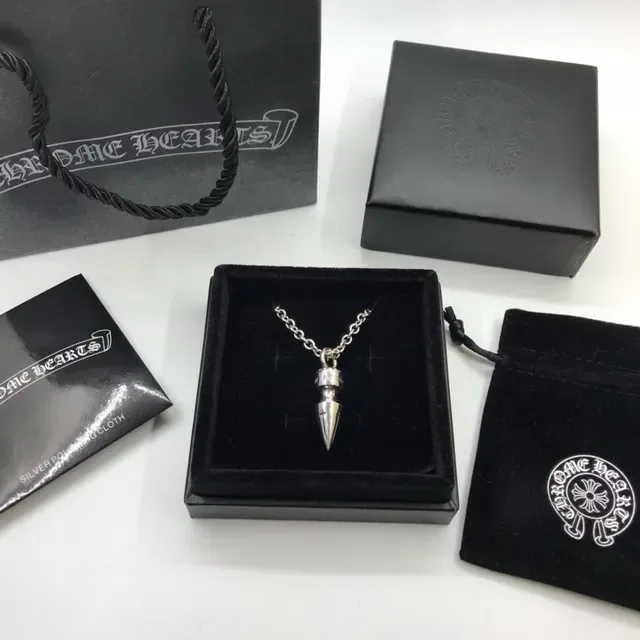 Chrome Hearts स्पाइक पेंडेंट नेकलेस सिल्वर टोन मेटल 9