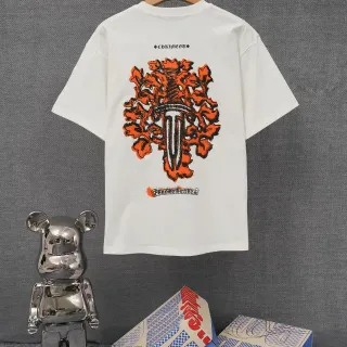Chrome Hearts तलवार फूल ग्राफिक सफेद टी-शर्ट