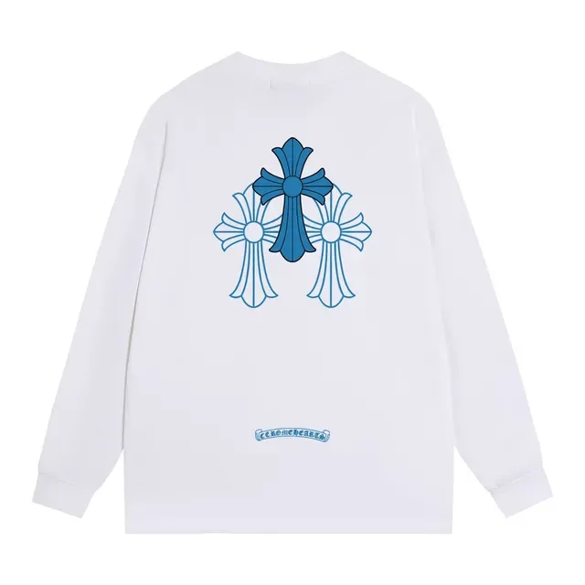 Chrome Hearts Triple Cross Graphic Black Blue Long-Sleeve T-Shirt 6