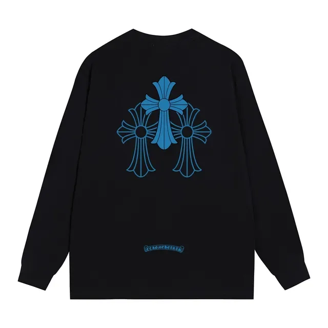 Chrome Hearts Triple Cross Graphic Black Blue Long-Sleeve T-Shirt 10