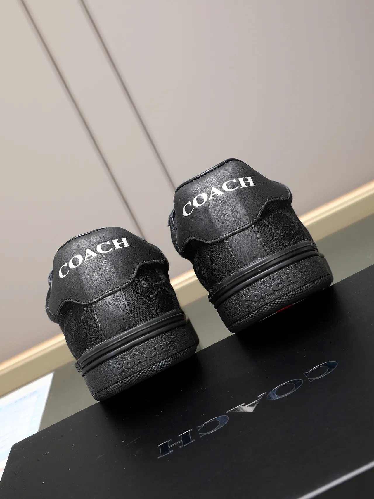 Coach Noir Monogram Jacquard Supérieur Cuir Lisse Embout Lifestyle Sneakers 3