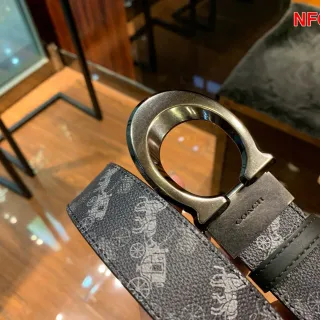 Coach Gray Black Monogram-Printed Textured Leather Belt