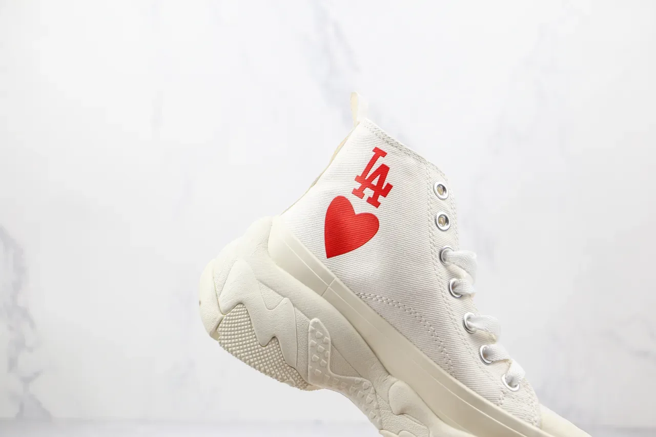 Converse Blancos Rojos High-Top Canvas Plataforma Suela Chunky Sneakers 5