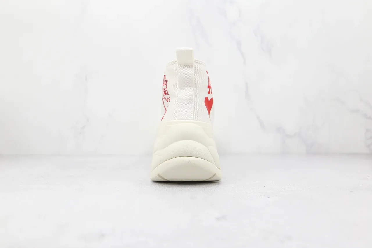 Converse Blancos Rojos High-Top Canvas Plataforma Suela Chunky Sneakers 9