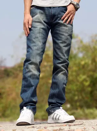 Diesel Distressed Medium-Wash Straight-Leg Jeans 2