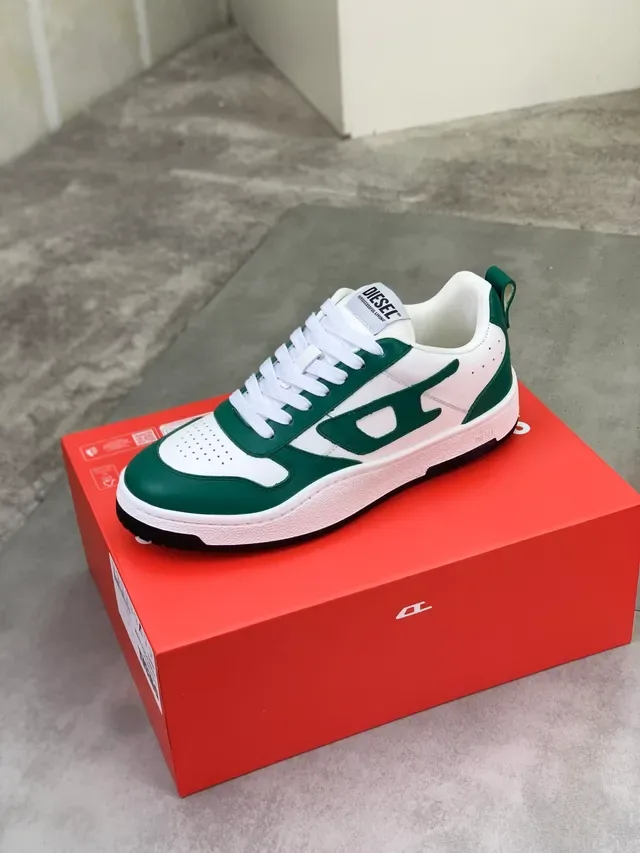 Diesel White Green Chunky Sole Perforated Toe Lifestyle Sneakers 4
