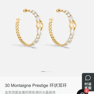 Dior 30 Montaigne Prestige Oro Plata Cadena de eslabones Créole Cristales Corte marquise Pendientes