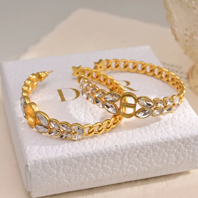 Dior 30 Montaigne Prestige Oro Plata Cadena de eslabones Créole Cristales Corte marquise Pendientes 2