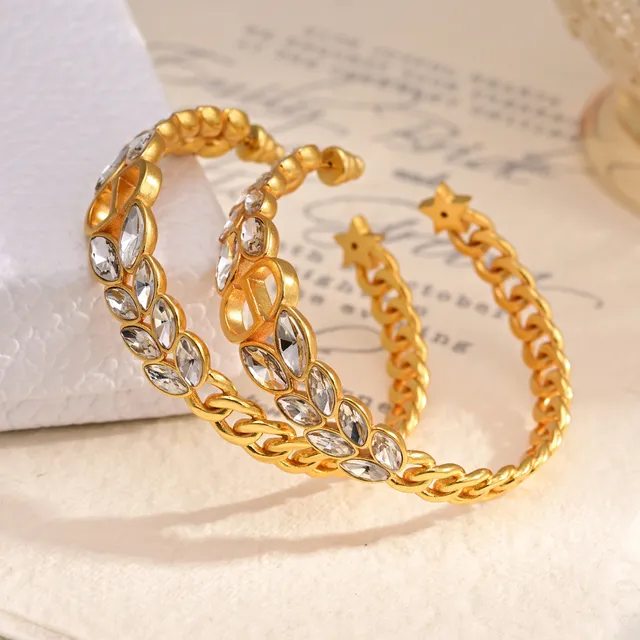 Dior 30 Montaigne Prestige Oro Plata Cadena de eslabones Créole Cristales Corte marquise Pendientes 4