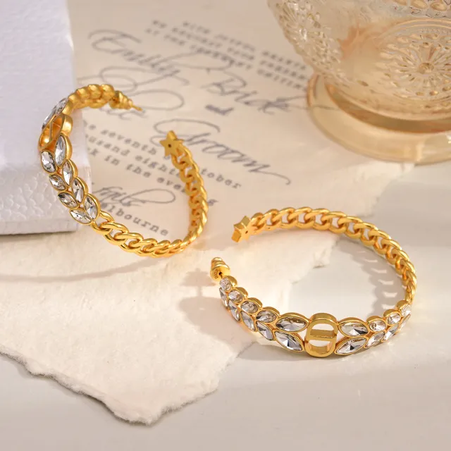 Dior 30 Montaigne Prestige Oro Plata Cadena de eslabones Créole Cristales Corte marquise Pendientes 5