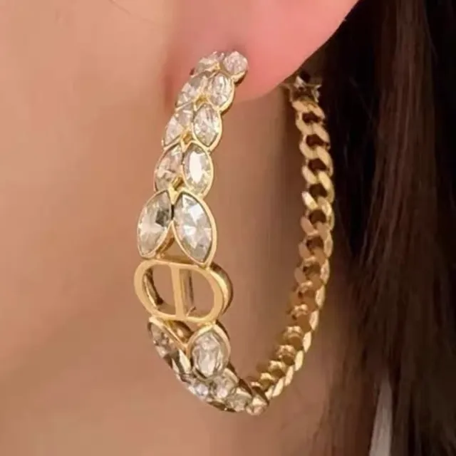Dior 30 Montaigne Prestige Oro Plata Cadena de eslabones Créole Cristales Corte marquise Pendientes 7