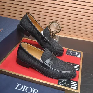 Dior B23 أسود بني مونوغرام نسيج أعلى جلد بني فاتح بطانة لورف