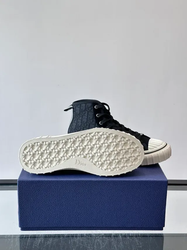 Dior B23 Black Monogram High-Top Lifestyle Sneakers 2