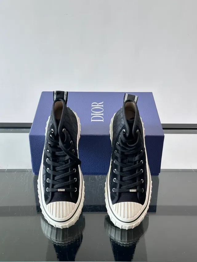 Dior B23 Black Monogram High-Top Lifestyle Sneakers 4