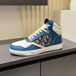 Dior B23 Sneakers lifestyle montantes bleu et blanc monogrammées