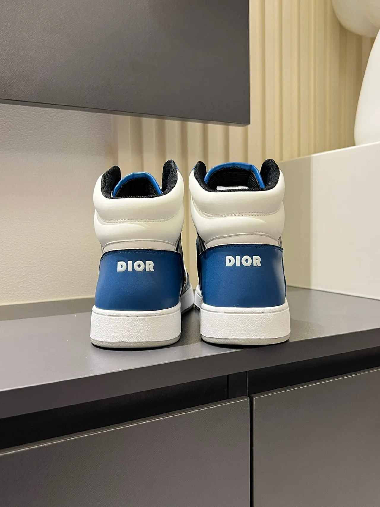 Dior B23 Blue and White Monogram High-Top Lifestyle Sneakers 9
