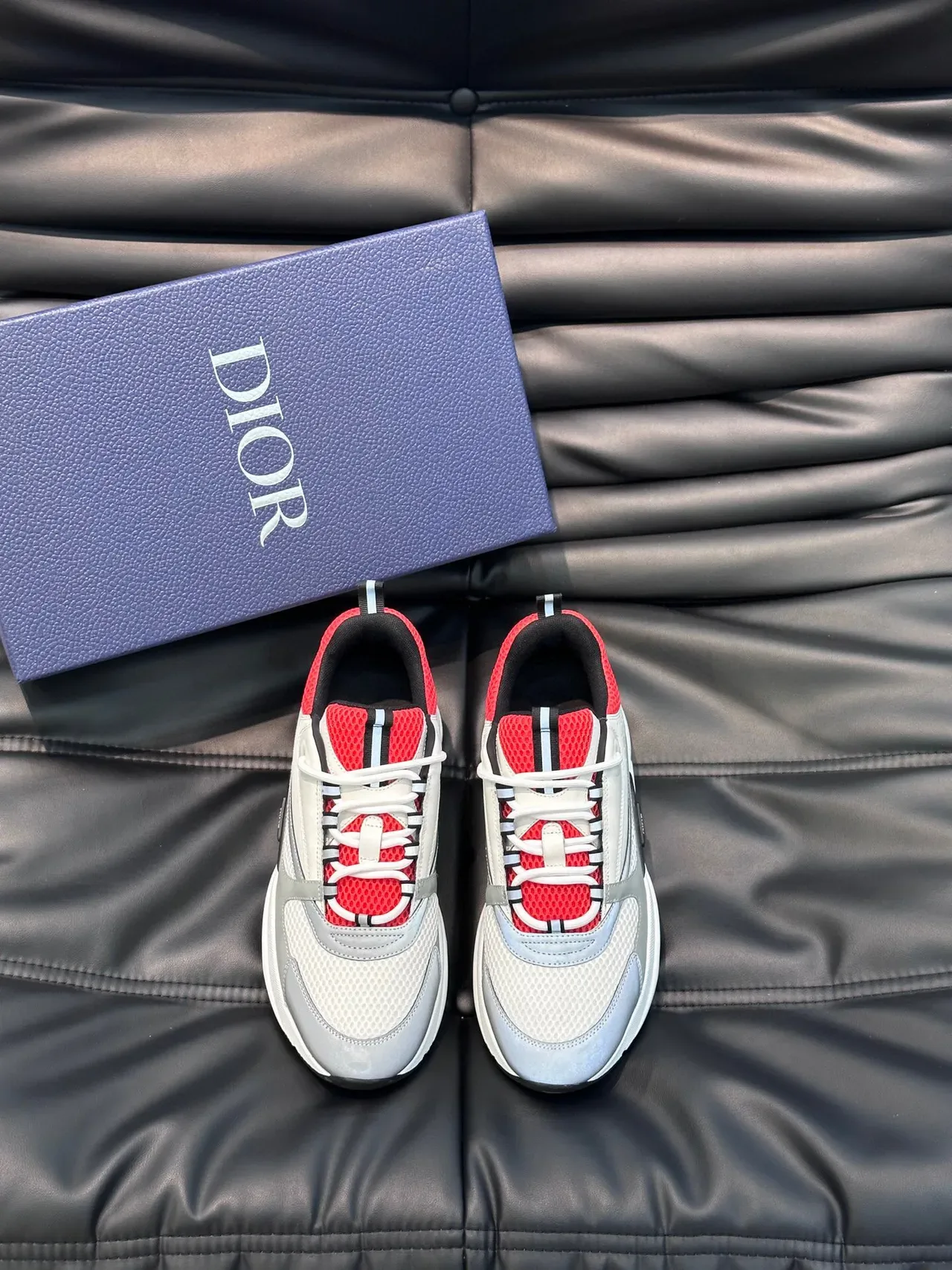 Dior B23 Chunky Sneaker White Gray Red Black Chunky Sneakers 3