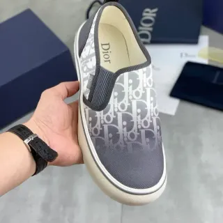 Dior B23 Gris Blanc Slip-On Monogram-Imprimé Sneakers Lifestyle