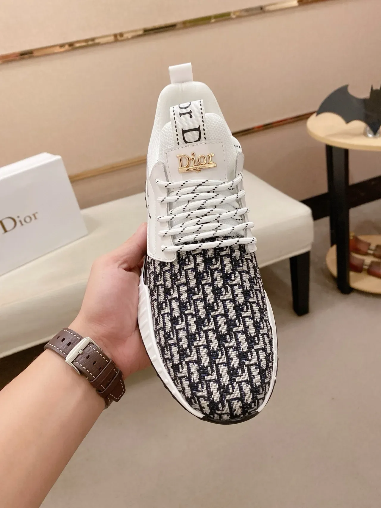 Dior B23 Monogram Jacquard White Black Lifestyle Sneakers 2