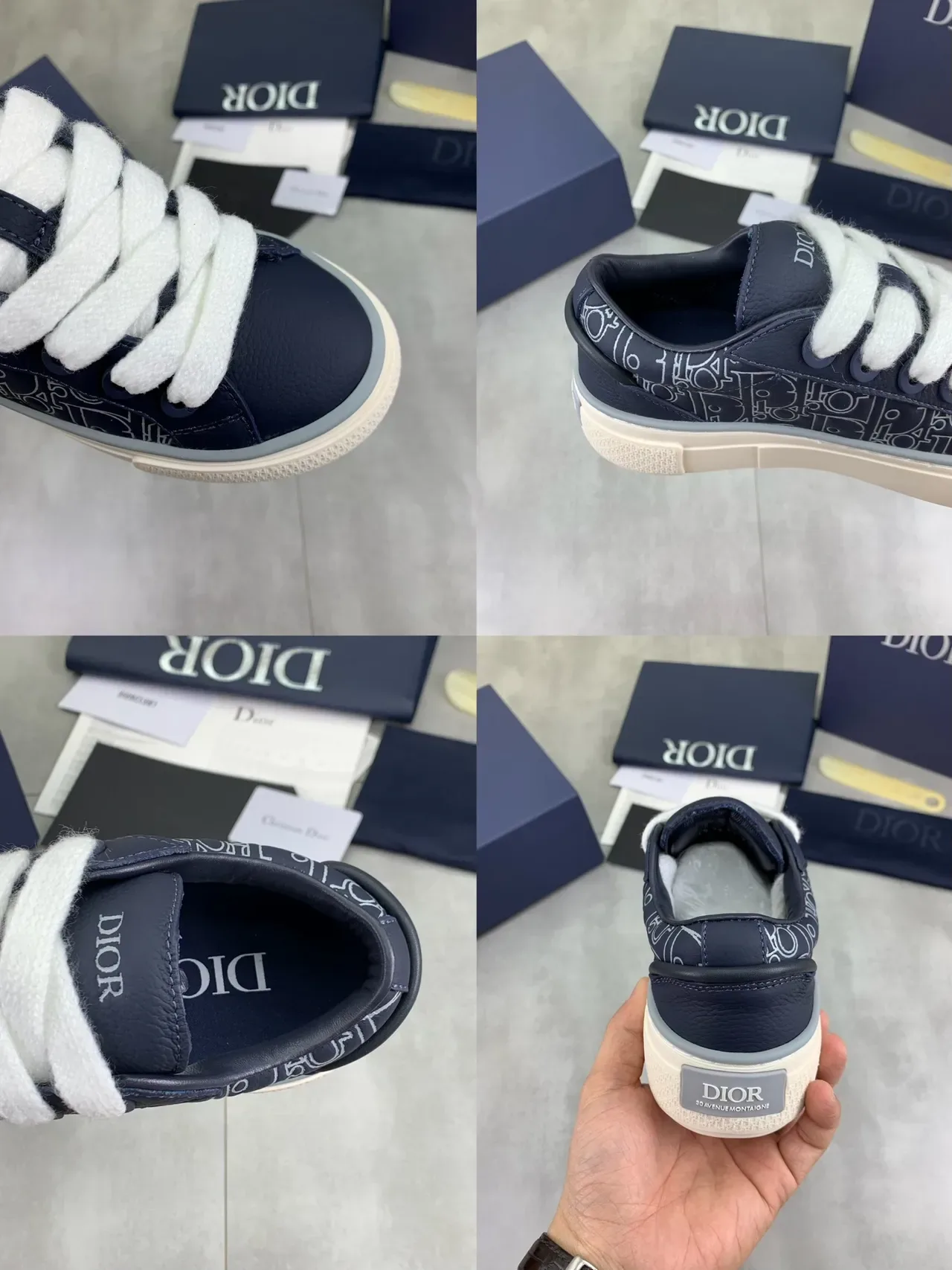 Dior B23 Monogram Navy and White Lifestyle Sneakers 2