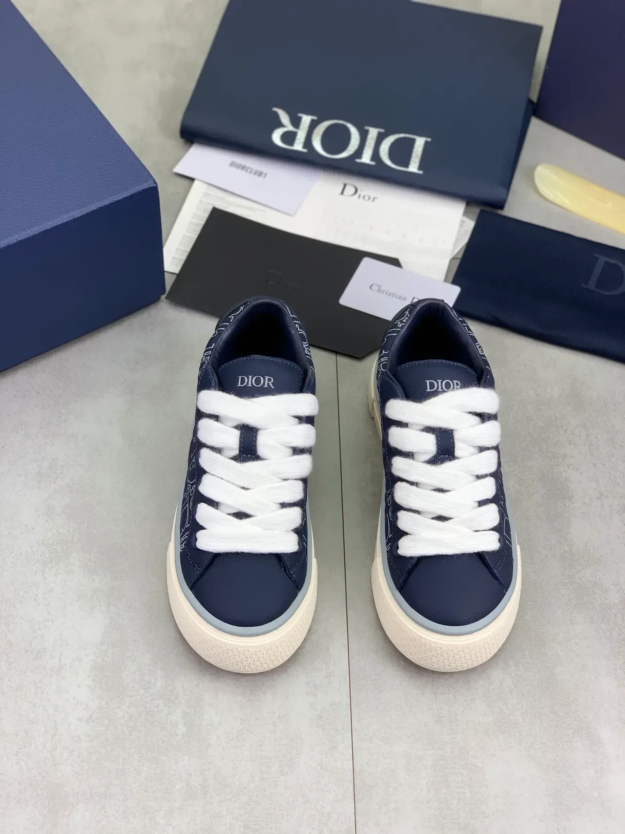 Dior B23 Monogram Navy and White Lifestyle Sneakers 4