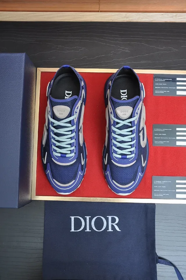 Dior B27 Blue and Silver Monogram Lifestyle Sneakers 2