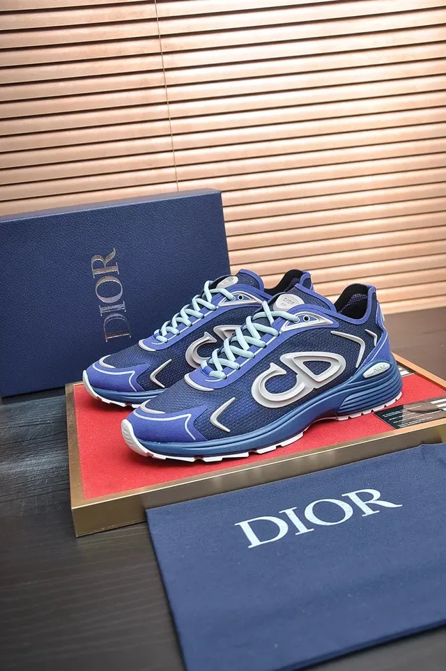 Dior B27 Blue and Silver Monogram Lifestyle Sneakers 4