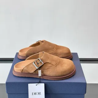 Dior B27 棕褐米色 麂皮 扣带 乐福鞋