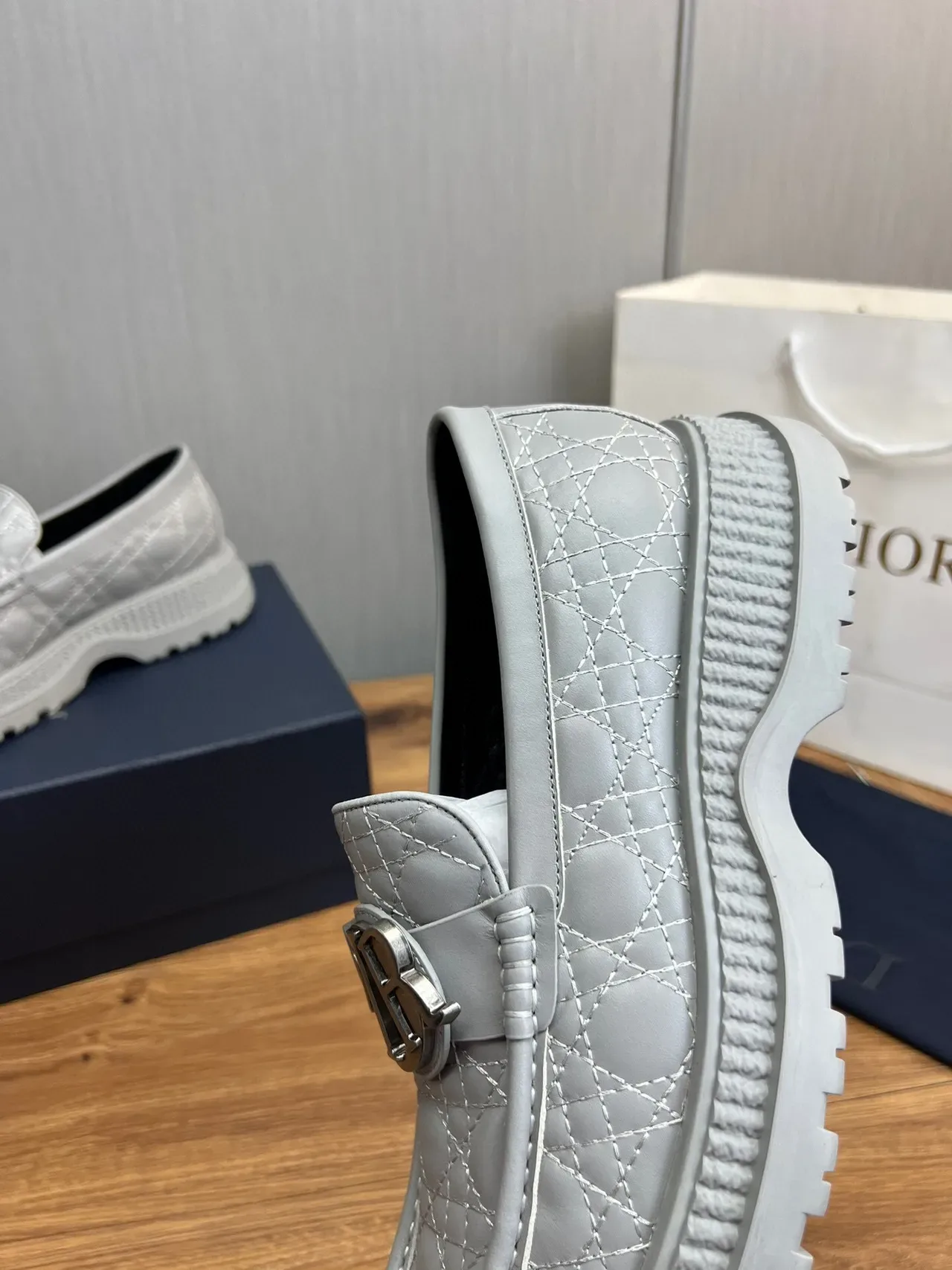 Dior B27 Quilted Gray Loafer 10