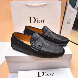 Dior Cuir Grainé Noir et Brun Semelle Moccasin Cousue Mocassin