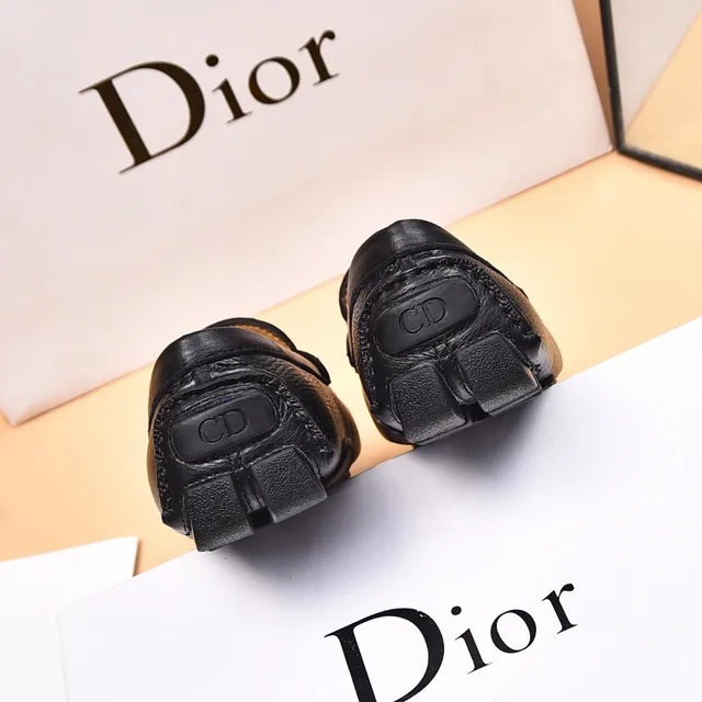 Dior Black Brown Pebbled Leather Moccasin-Stitched Sole Loafer 9