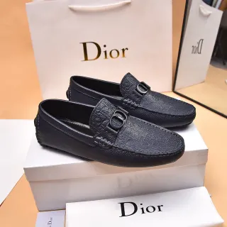 Dior Noir Monogramme Embossed Cuir Métal Boucle CD Loafer
