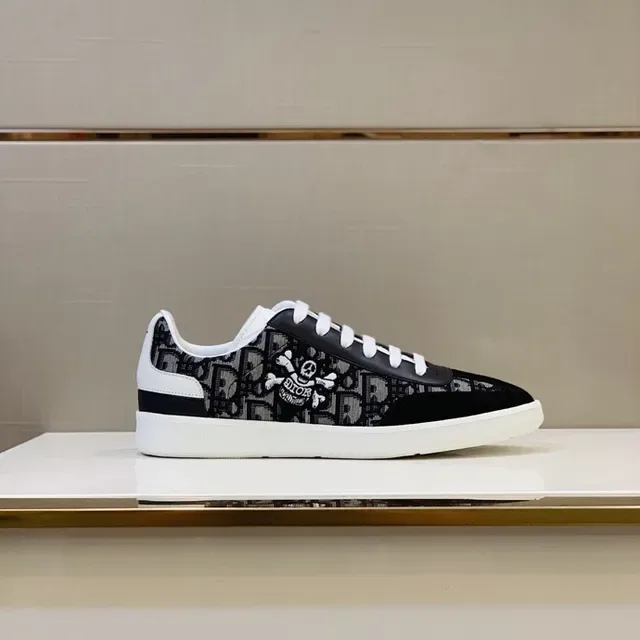 Dior Negro Blanco Oblique Monogram Canvas Skull-and-Crossbones Embroidery Lifestyle Sneakers 6