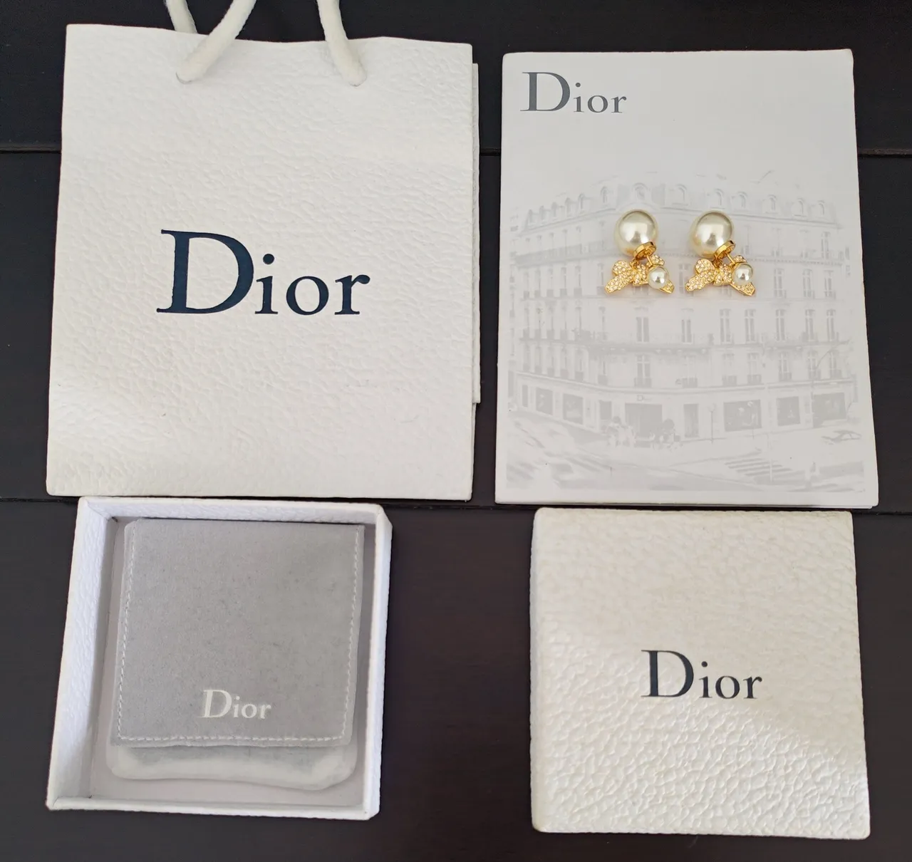 Dior Brincos Motivo de Laço Pérolas e Cristais 3