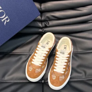 Dior Chaussures Lifestyle en Daim et Textile Imprimé Marron Beige Basse