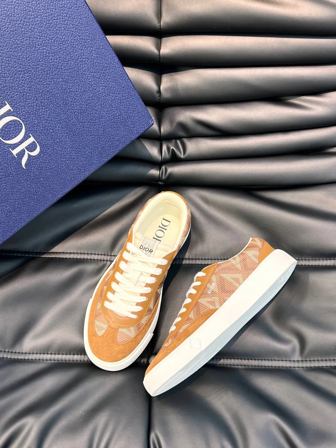 Dior Brown Beige Low-Top Suede And Printed Textile Lifestyle Sneakers 2