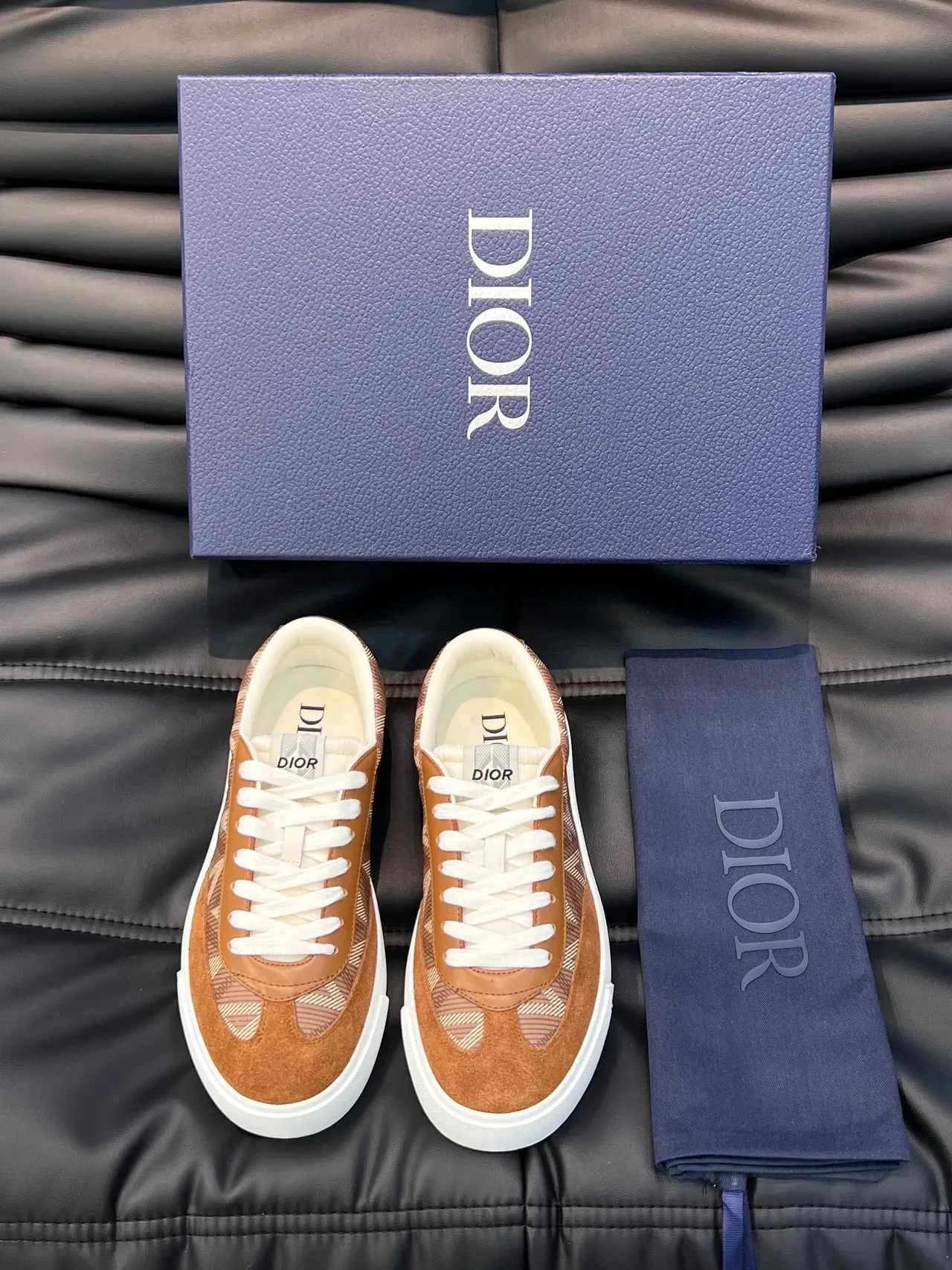 Dior Brown Beige Low-Top Suede And Printed Textile Lifestyle Sneakers 3
