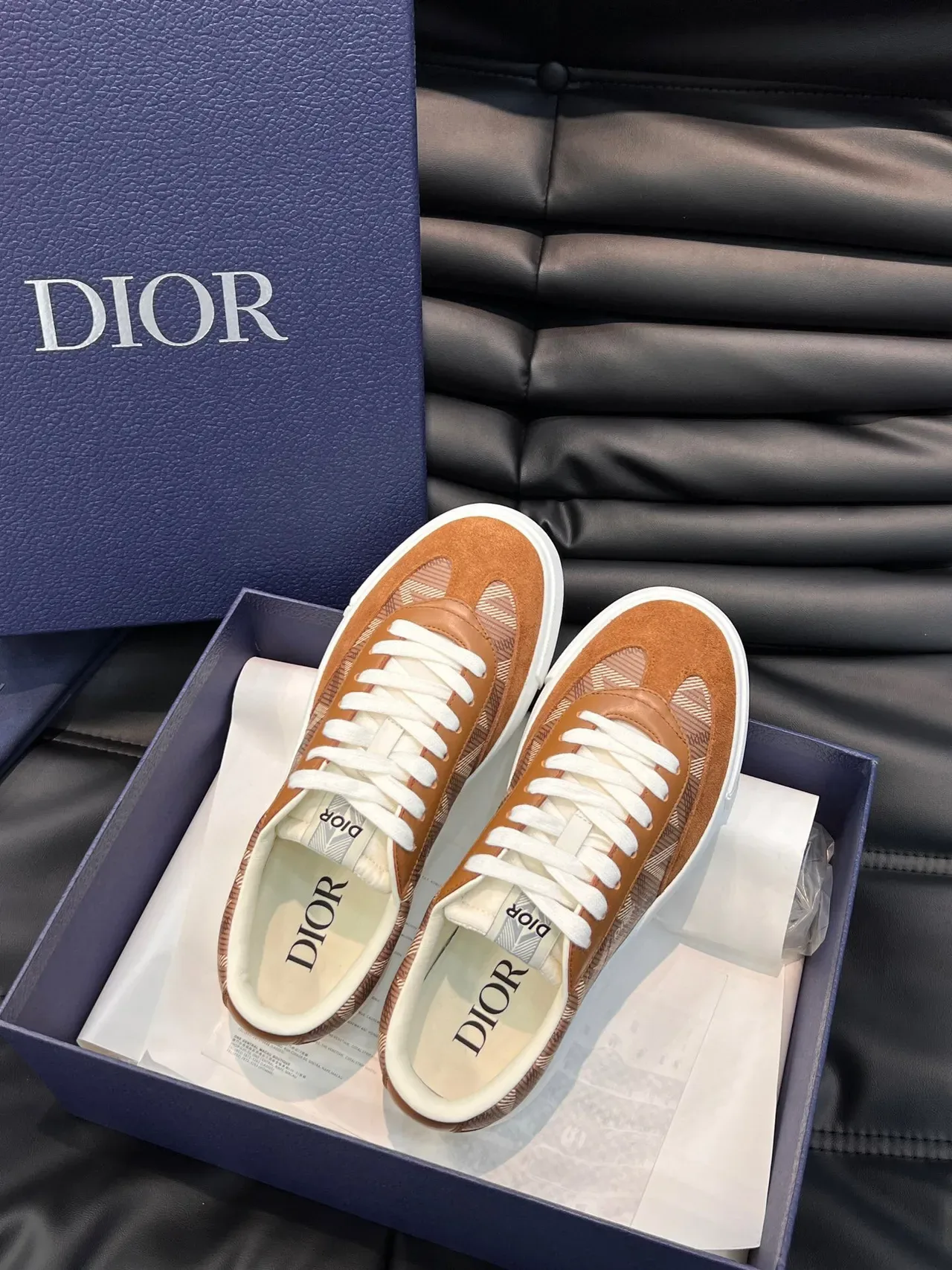 Dior Brown Beige Low-Top Suede And Printed Textile Lifestyle Sneakers 4