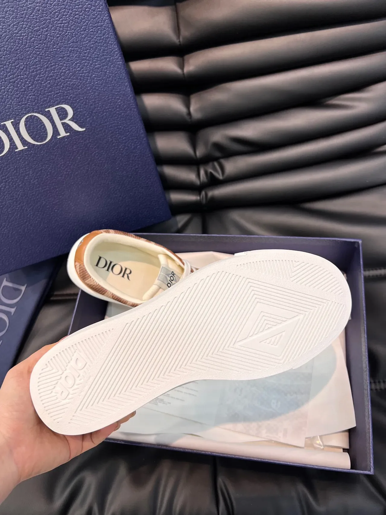 Dior Brown Beige Low-Top Suede And Printed Textile Lifestyle Sneakers 7